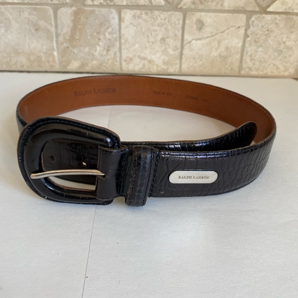 Ralph Lauren Brown Silver Croc Embossed Belt Small - Picture 9 of 16